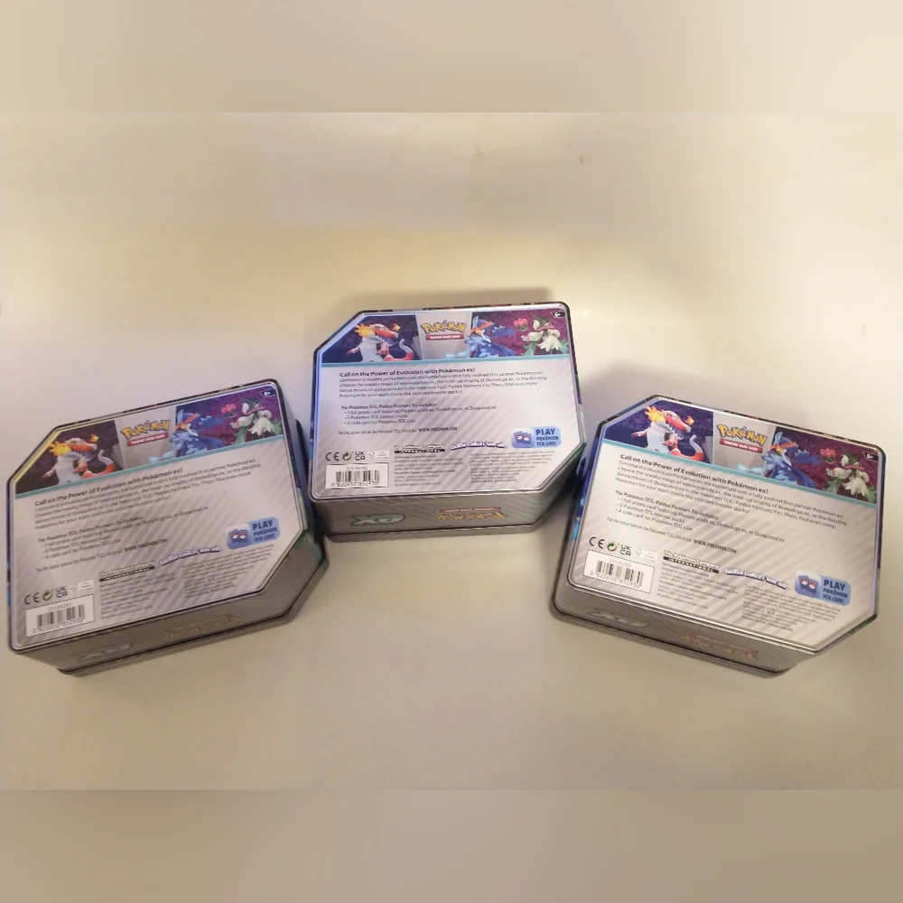 Pokemon TCG Paldea Partners Quaquaval, Skeledirge & Meowscarada EMPTY Tin Lot 3
